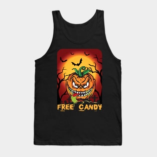 Free Candy – Scary Jack O Lantern Pumpkin Tank Top